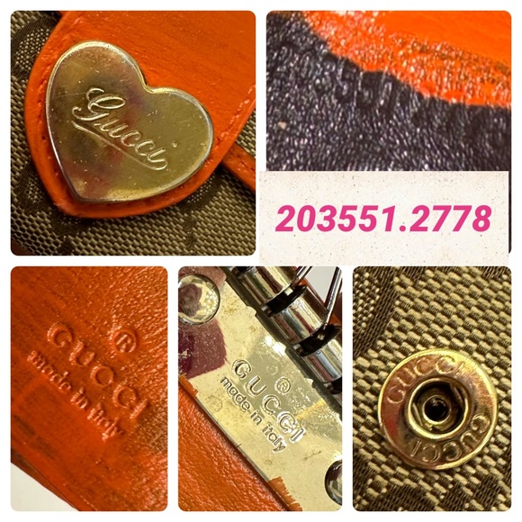 💯 GUCCI Heart Orange Trim Tan Monogram 6-Key Walle on offmarket mini bag w/ aut - Picture 6 of 13